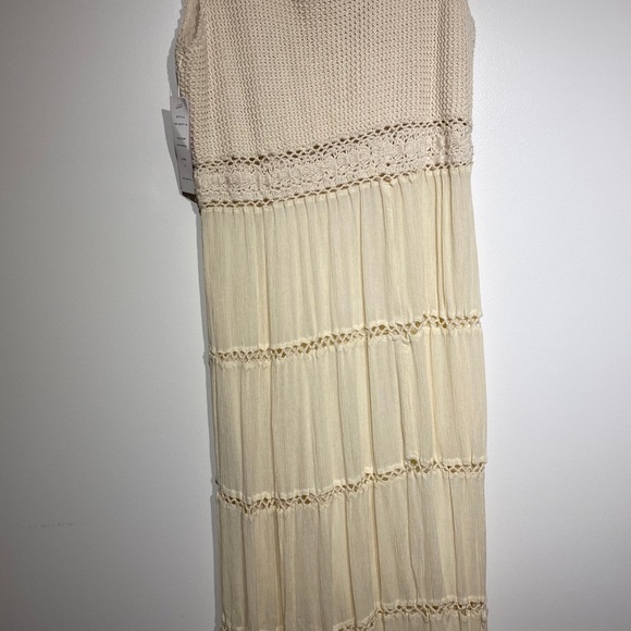 NWT Mix Nouveau Ivory Boho Open Knit Work Maxi Dress - Picture 6 of 15